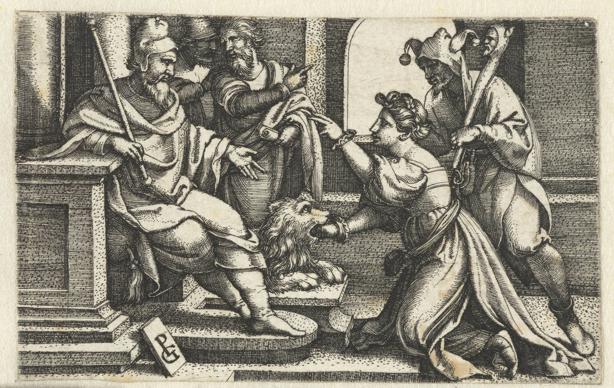 Žena pod přísahou prohlašuje svou nevinu ústa pravdy Bocca della Verita od Georg Pencz