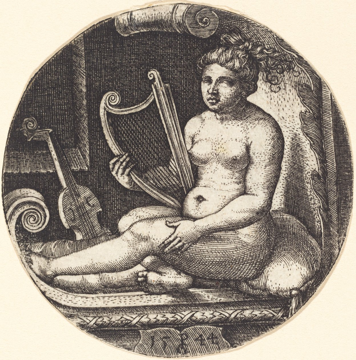 Žena s harfou od Georg Pencz