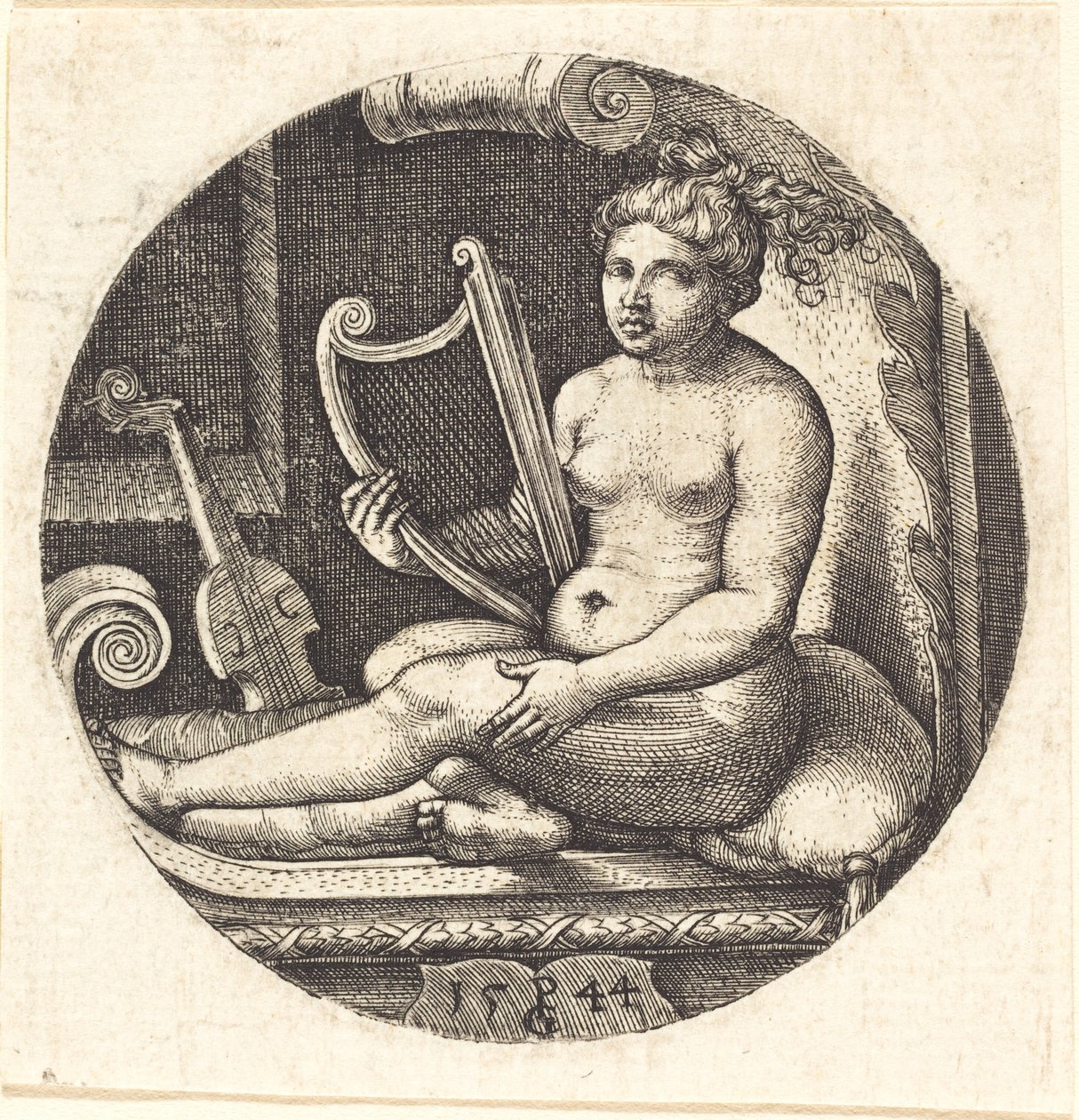 Žena s harfou od Georg Pencz