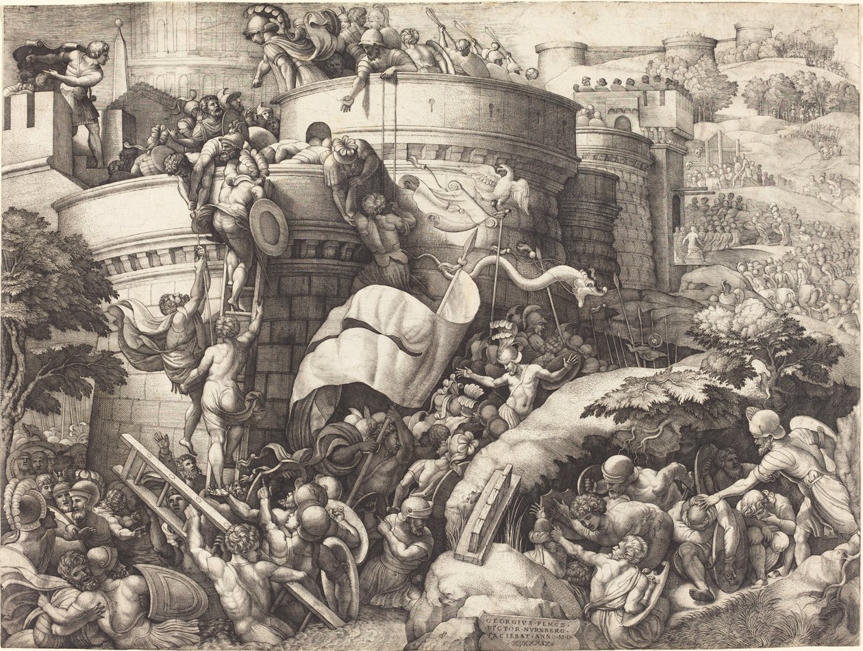 Dobytí Cartageny od Georg Pencz after Giulio Romano