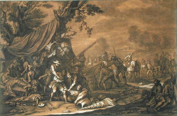 Přeprava zraněných po bitvě od Georg Philipp I (after) Rugendas
