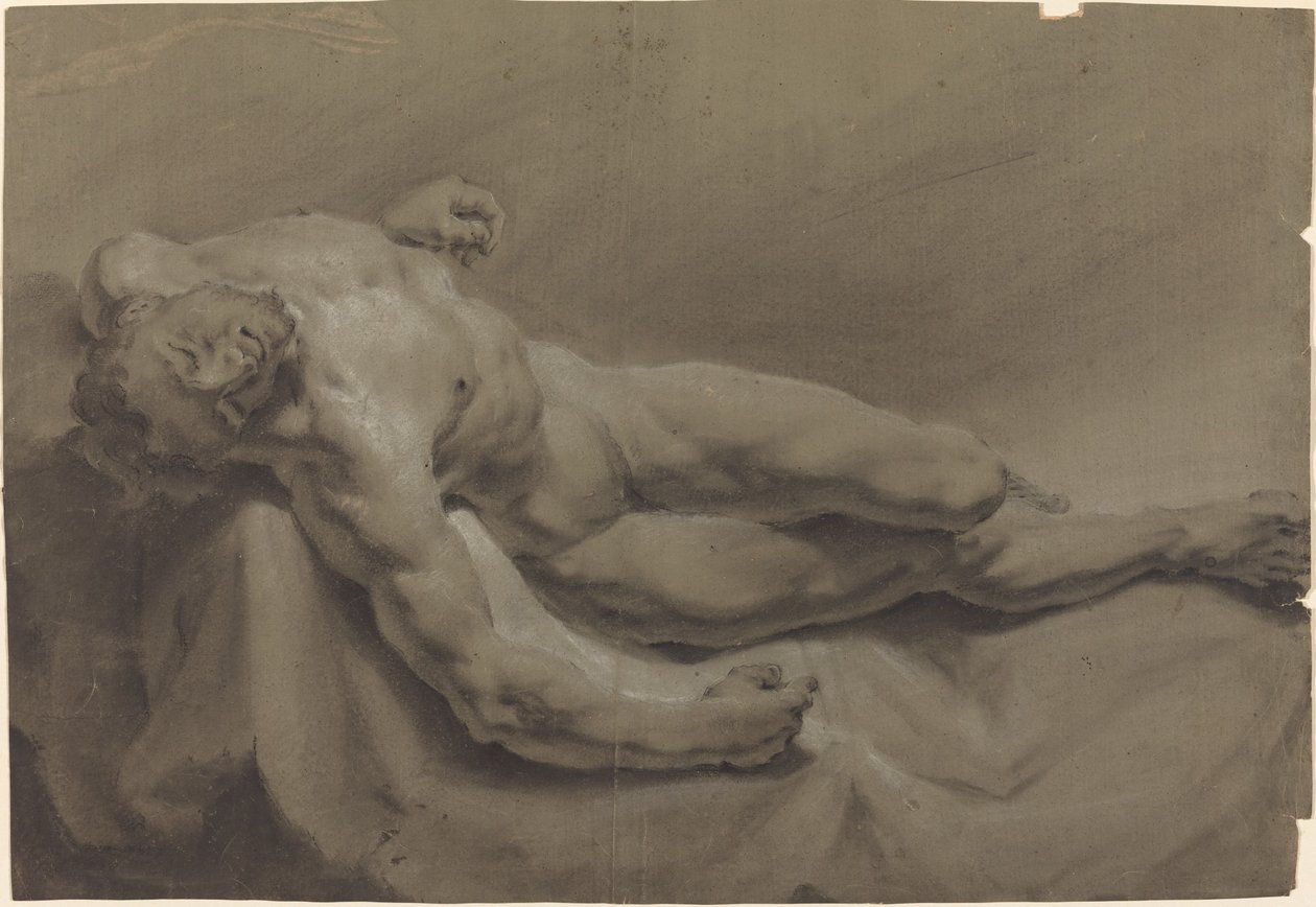 Ležící mužský akt od Georg Raphael Donner