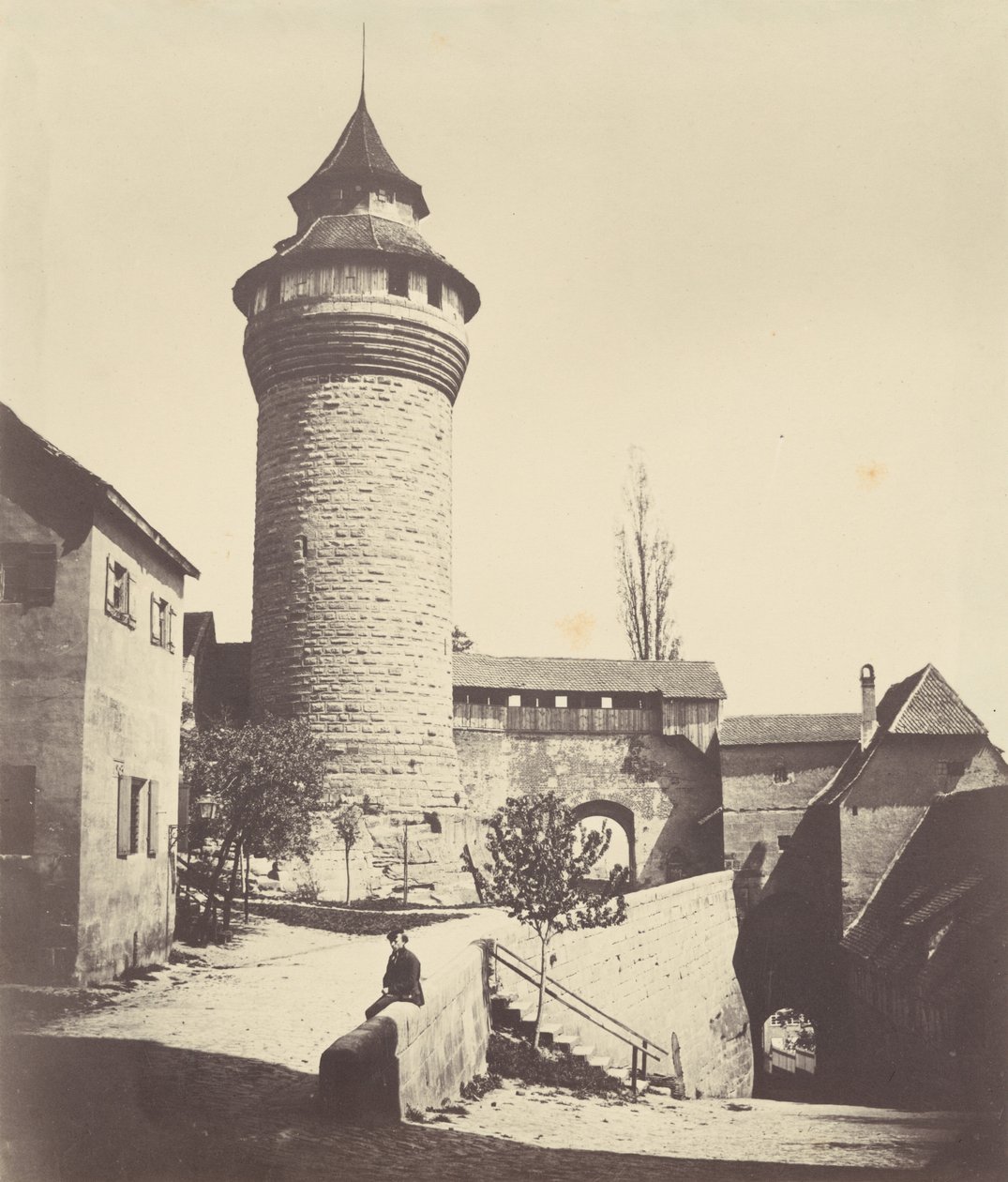 Der Runde Turm und der Festung in Nürnberg (Kruhová věž a pevnost v Norimberku), asi 1852 (foto) od Georg Schmidt
