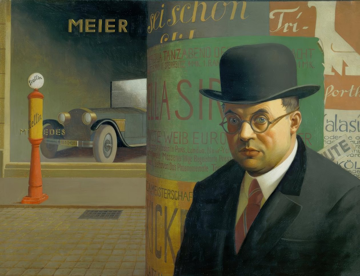 Autoportrét před reklamním sloupem od Georg Scholz
