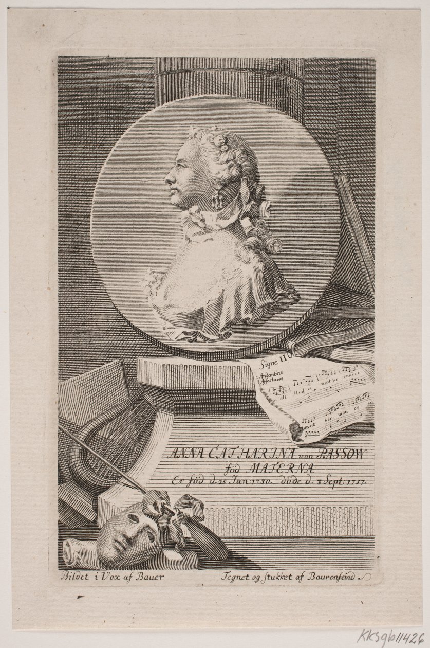 Herečka Anna Catharina von Passow od Georg Vilhelm Baurenfeind