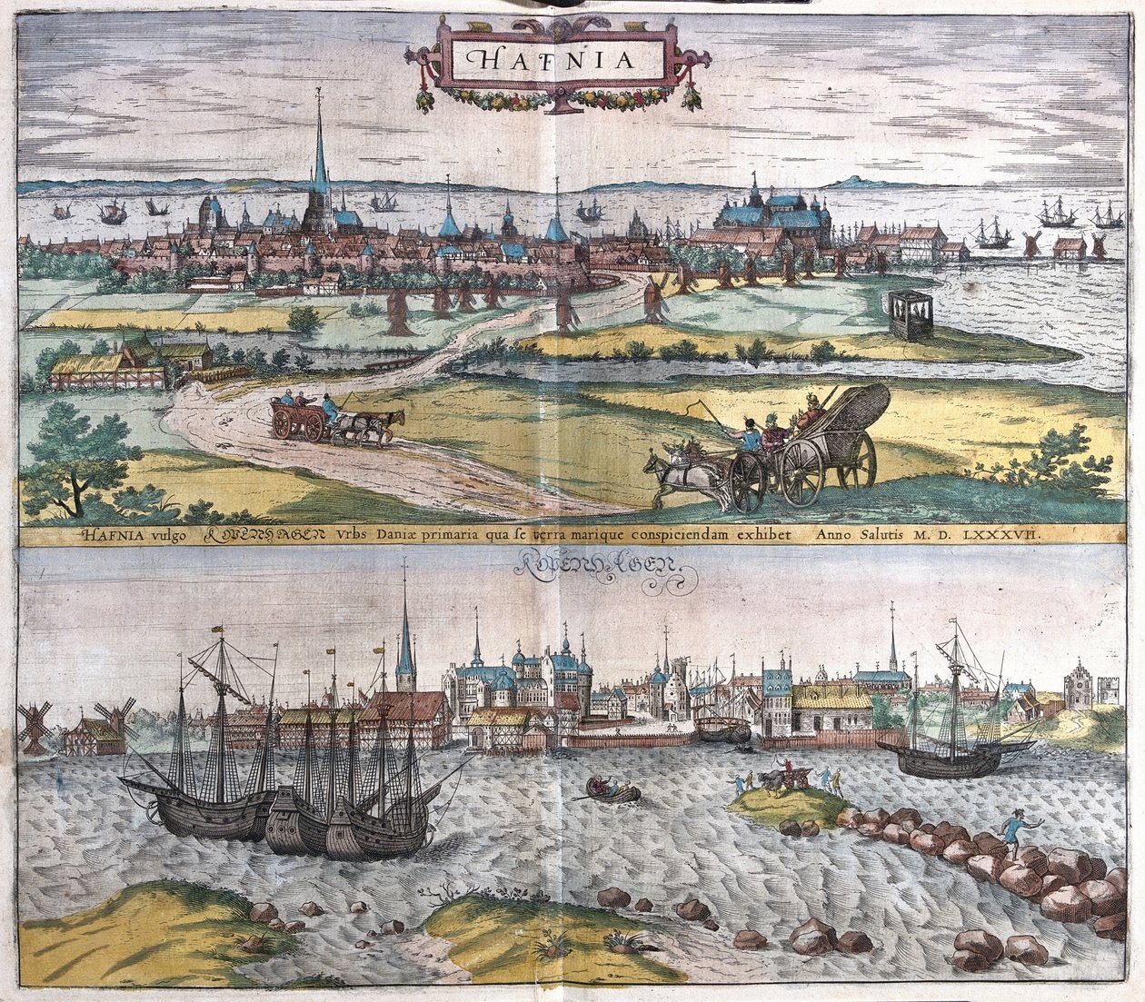 Kodaň, ilustrace z od Georg Braun und Franz Hogenberg