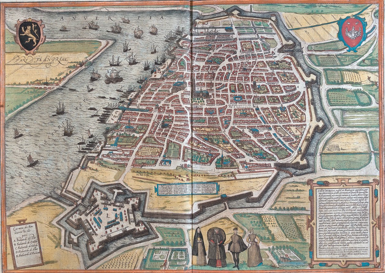 Antverpy, Belgie od Georg and Hogenberg Franz (1535 90) Braun