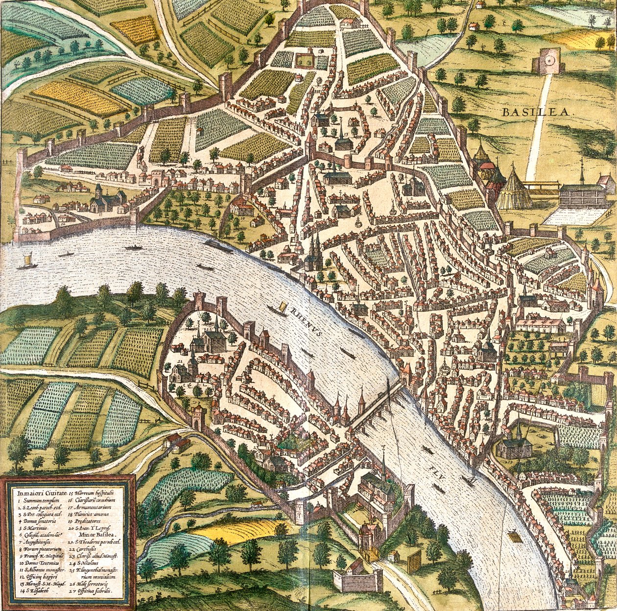 Basilej, Švýcarsko od Georg and Hogenberg Franz (1535 90) Braun