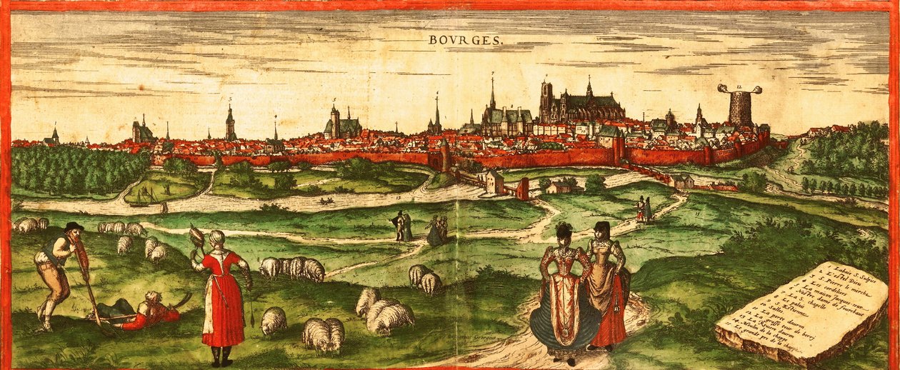 Bourges, - Římské město od Georg and Hogenberg Franz (1535 90) Braun