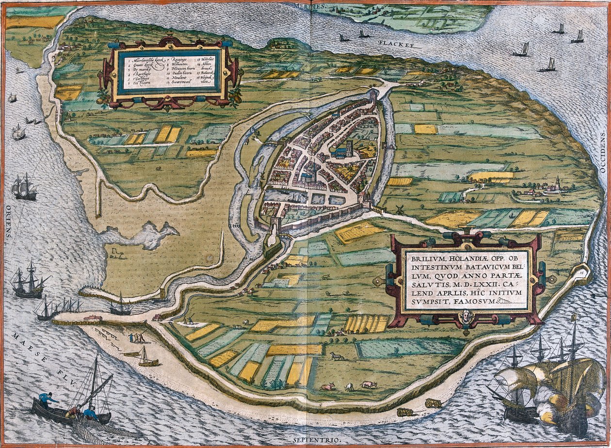 Brielle, Nizozemsko od Georg and Hogenberg Franz (1535 90) Braun