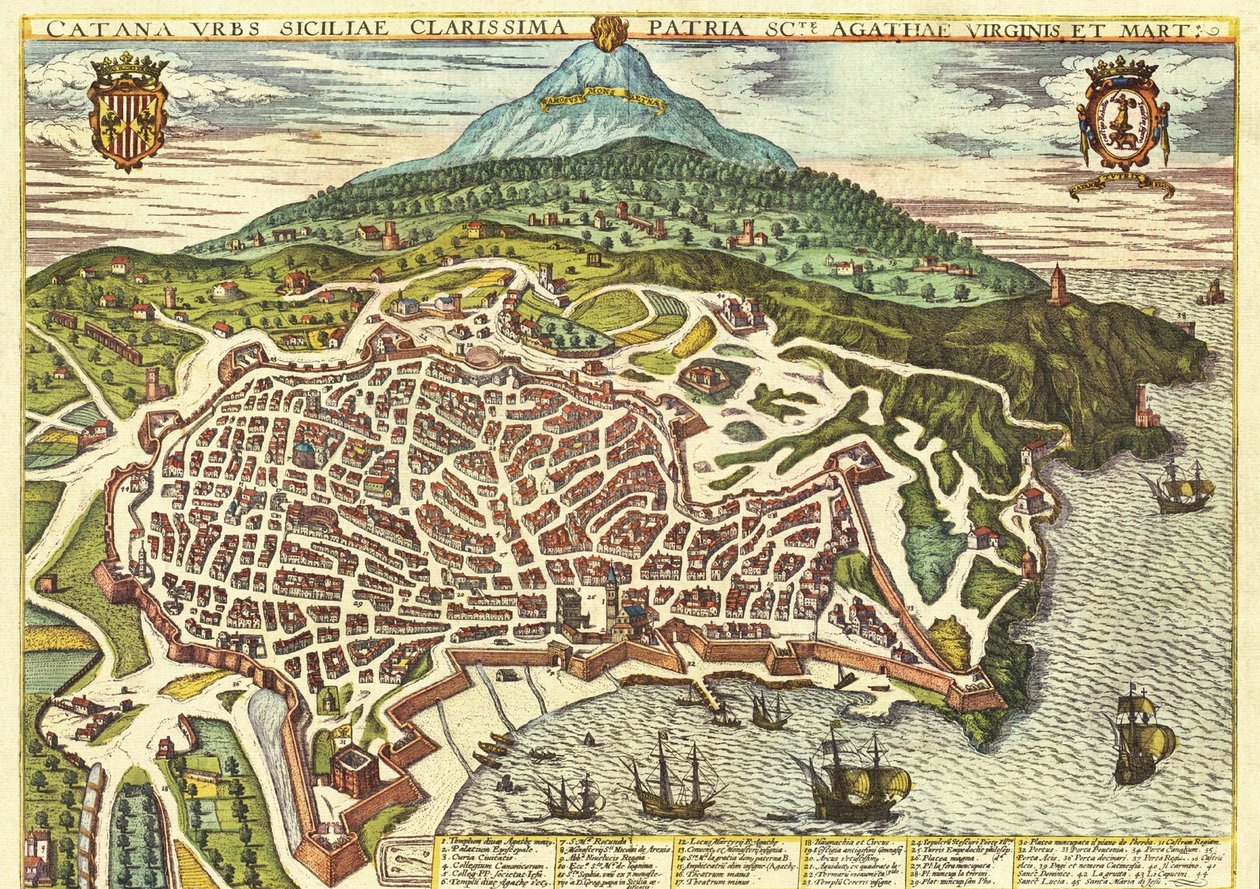 Catania, Sicílie, Itálii od Georg and Hogenberg Franz (1535 90) Braun