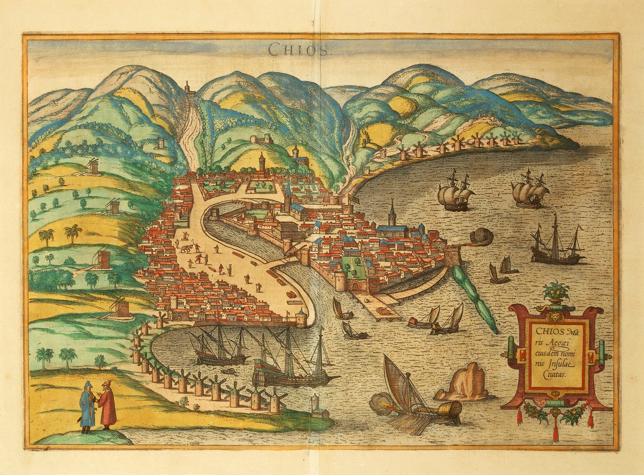 Chios z měst světa od Georga Brauna od Georg Braun and Hogenberg Franz