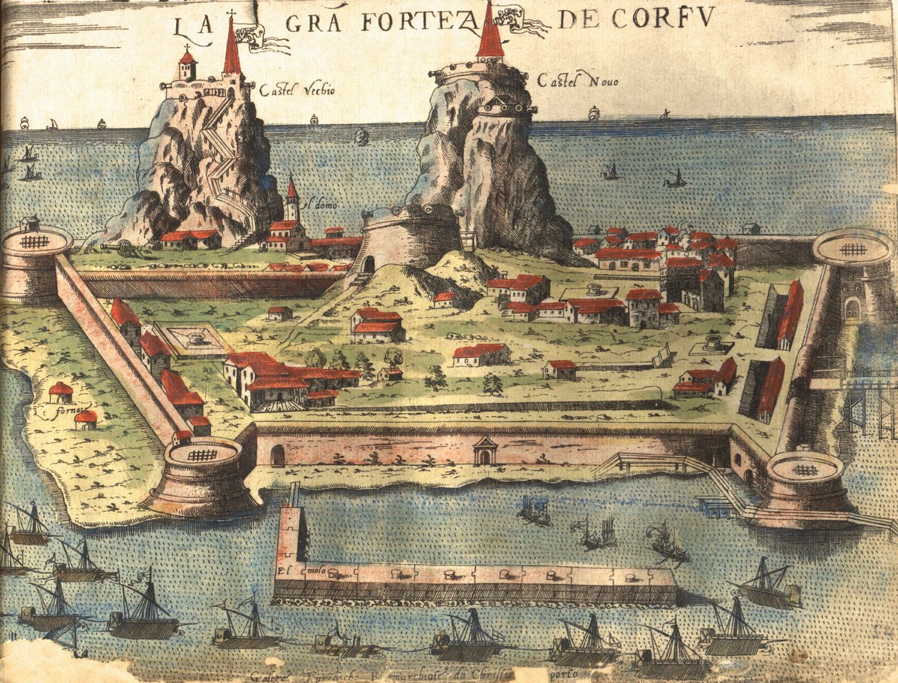 Korfu, Řecko od Georg and Hogenberg Franz (1535 90) Braun
