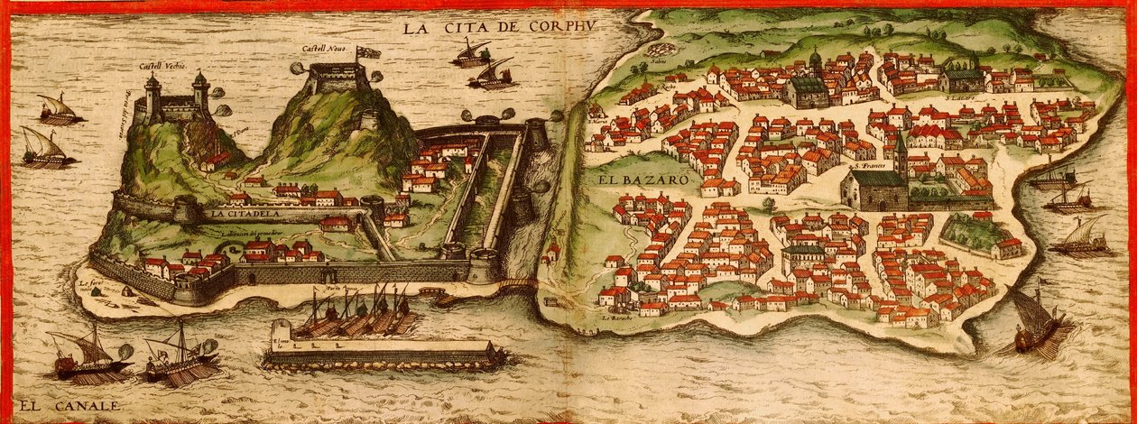Korfu, Řecko od Georg and Hogenberg Franz (1535 90) Braun