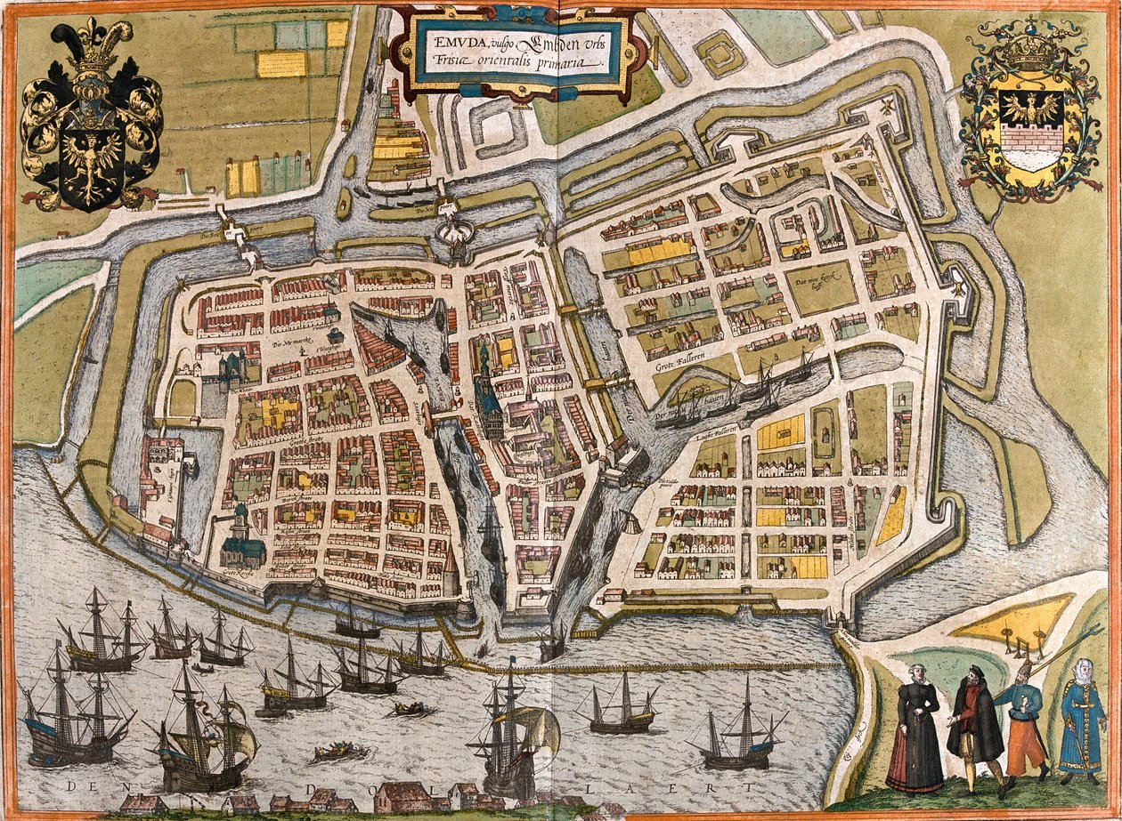 Emden, Německo od Georg and Hogenberg Franz (1535 90) Braun