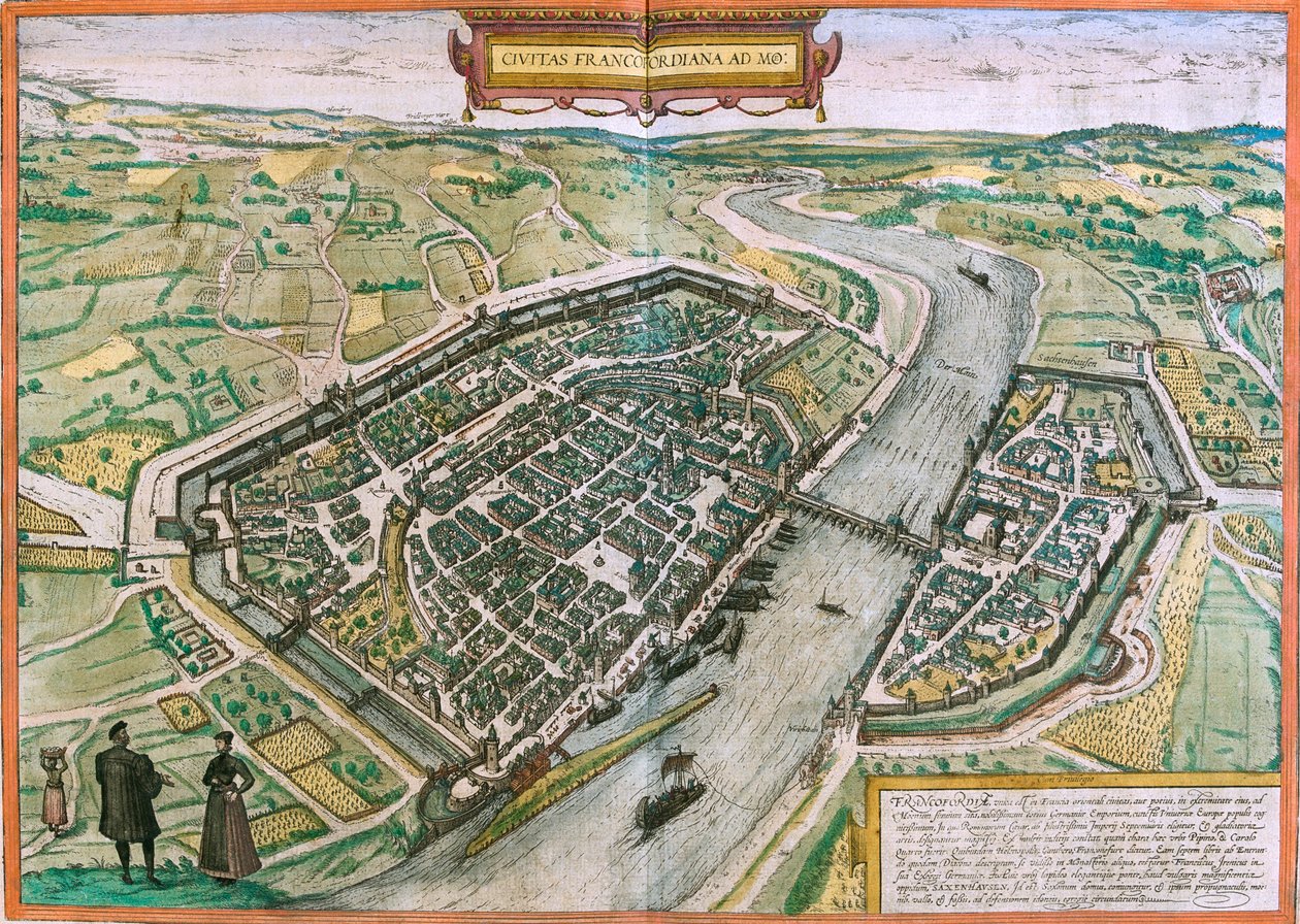 Frankfurt nad Mohanem , Německo od Georg and Hogenberg Franz (1535 90) Braun