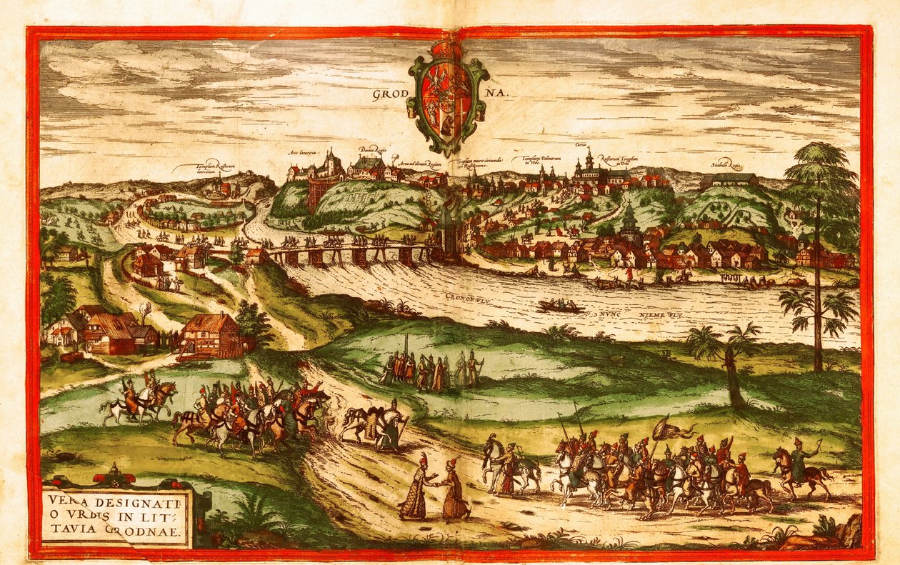 Grodno, Polsko od Georg and Hogenberg Franz (1535-90) Braun