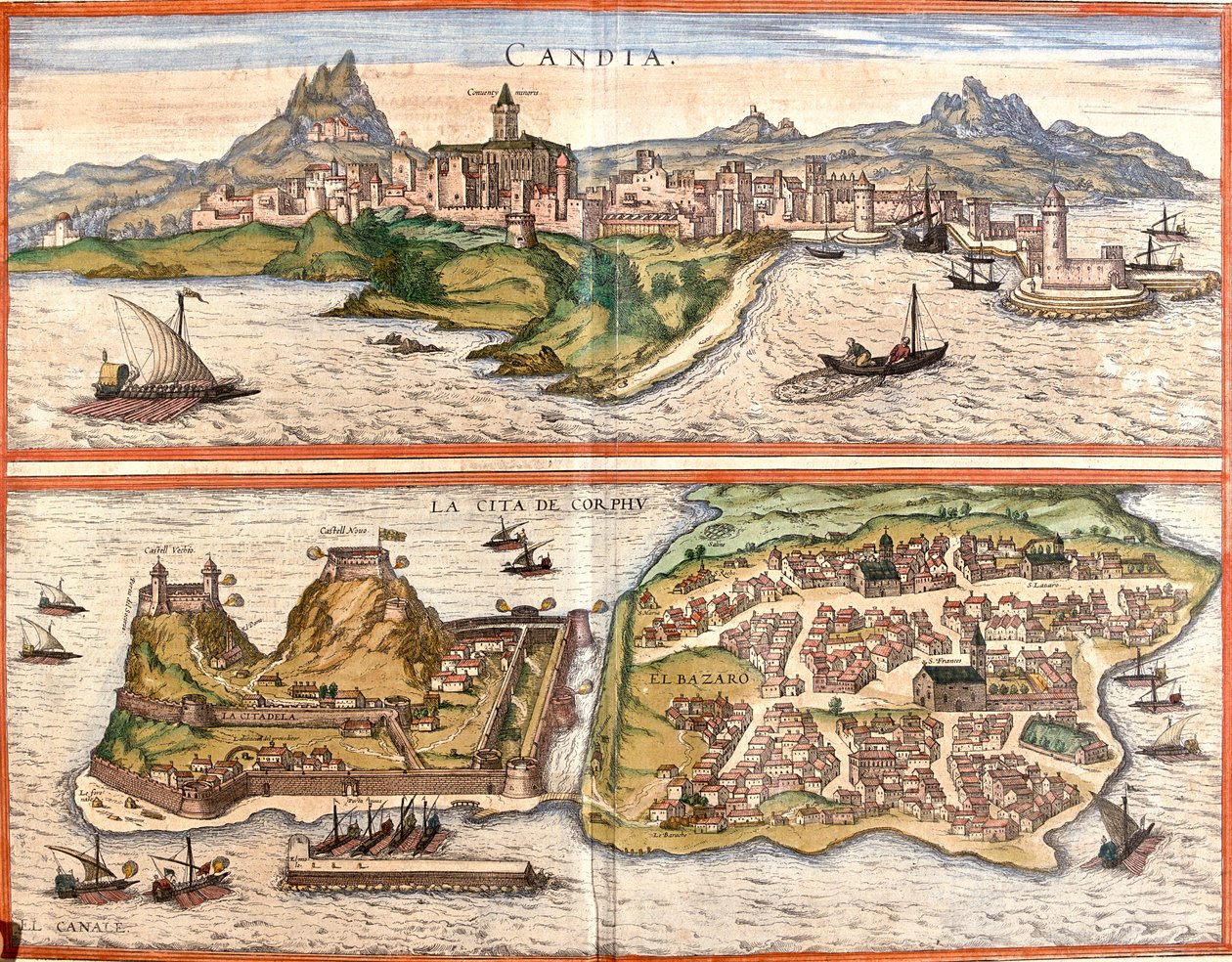 Heraklion, Korfu, Řecko od Georg and Hogenberg Franz (1535 90) Braun