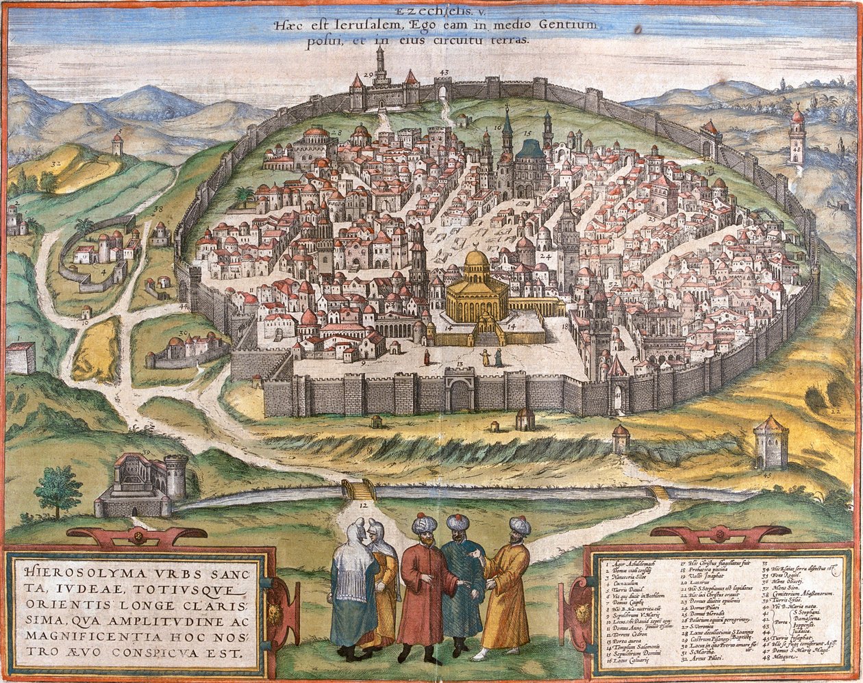 Jeruzalém, Izrael od Georg and Hogenberg Franz (1535 90) Braun