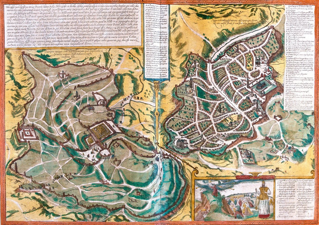 Jeruzalém, Izrael od Georg and Hogenberg Franz (1535 90) Braun