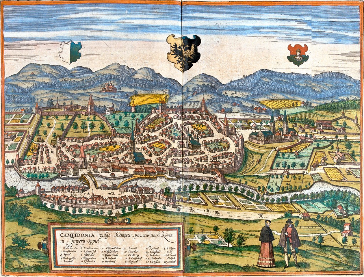 Kempten, Německo od Georg and Hogenberg Franz (1535 90) Braun