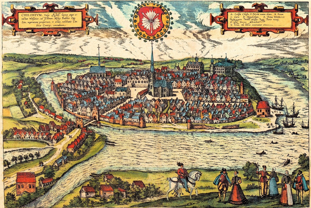 Kiel, Německo od Georg and Hogenberg Franz (1535 90) Braun