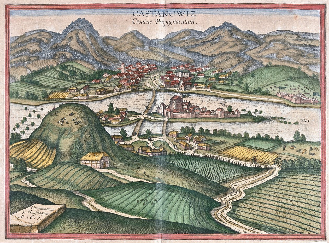 Kostajnica, Chorvatsko (rytina od Georg Braun and Hogenberg Franz