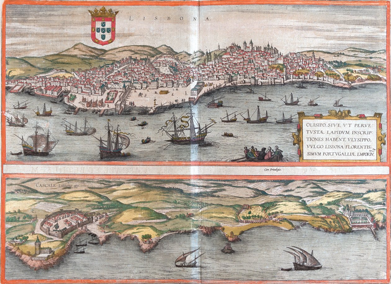 Lisabon, Cascais, Portugalsko od Georg and Hogenberg Franz (1535 90) Braun