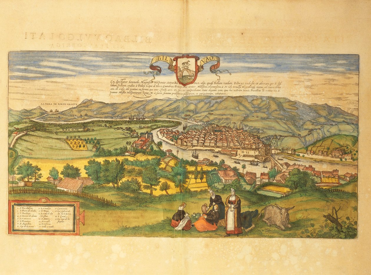 Mapa Bilbaa z druhé světové války od Georga Brauna od Georg Braun and Hogenberg Franz