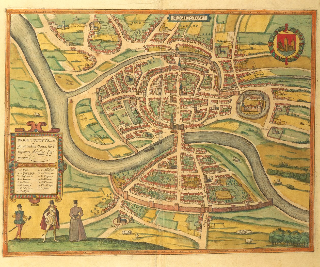 Mapa Bristolu z druhé světové války od Georga Brauna od Georg Braun and Hogenberg Franz