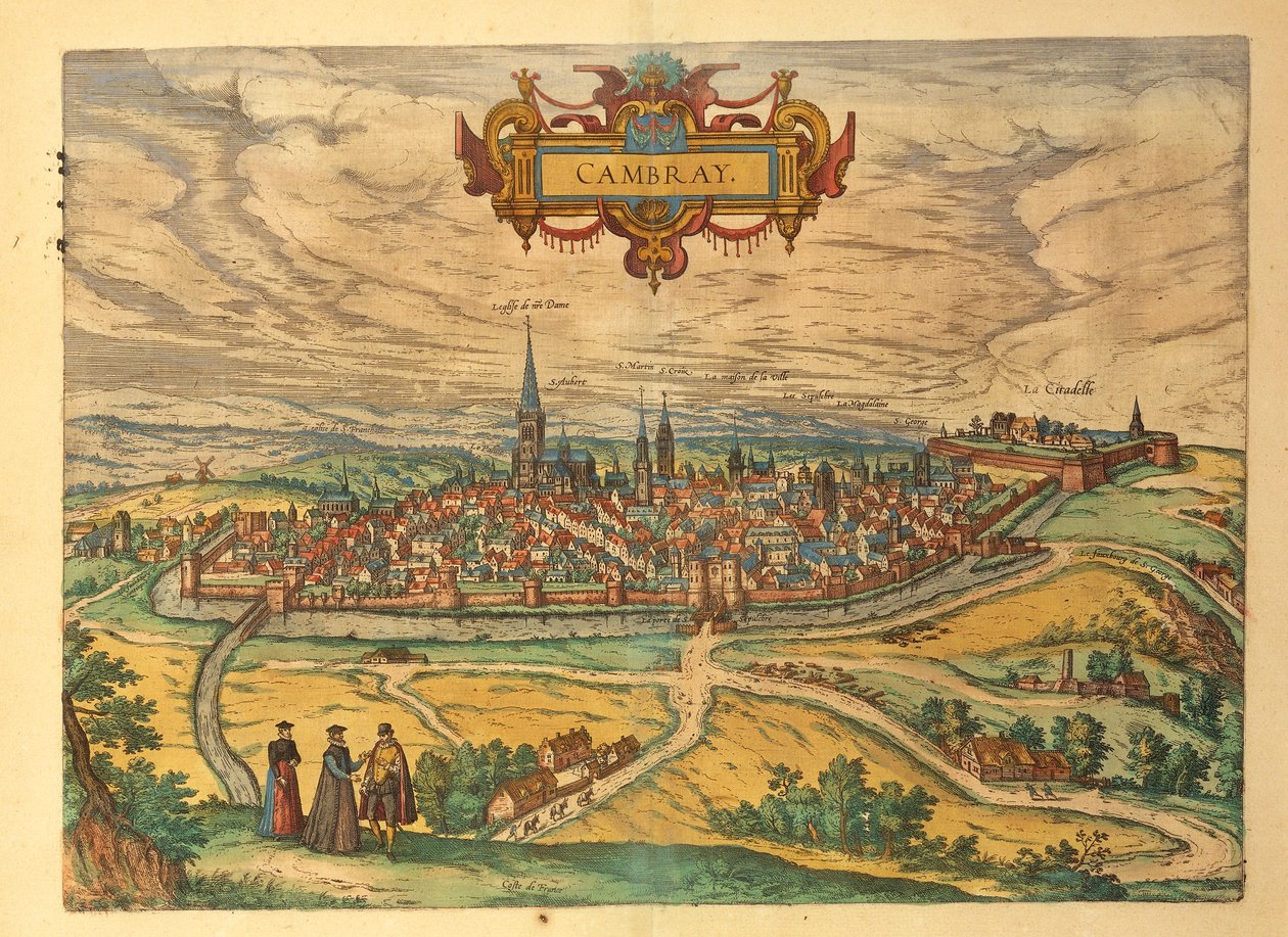 Mapa Cambrai z Cities of the World od Georga Brauna od Georg Braun and Hogenberg Franz
