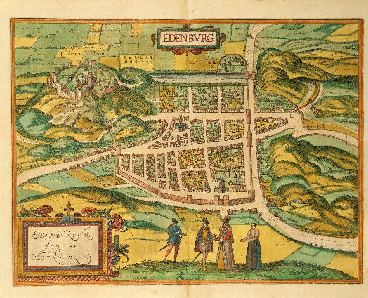 Mapa Edinburghu z World City od Georga Brauna od Georg Braun and Hogenberg Franz