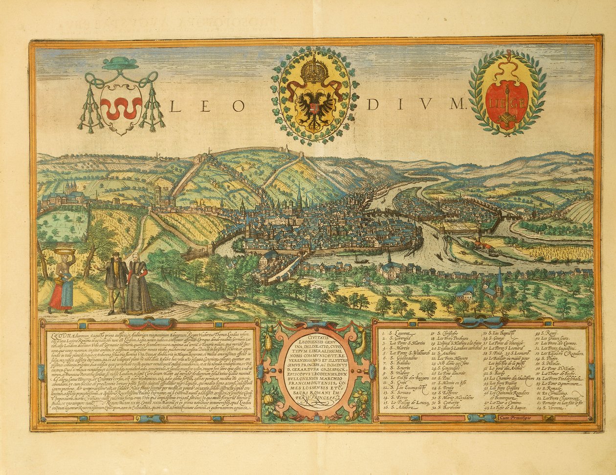 Mapa Lutychu z měst světa od Georga Brauna od Georg Braun and Hogenberg Franz