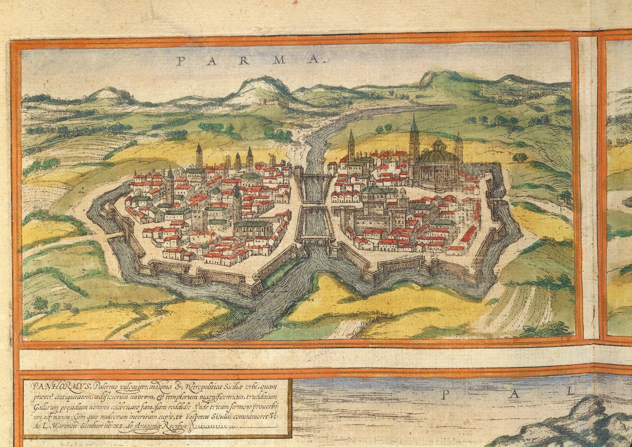 Mapa Parmy ze Spojených států amerických od Georga Brauna od Georg Braun and Hogenberg Franz