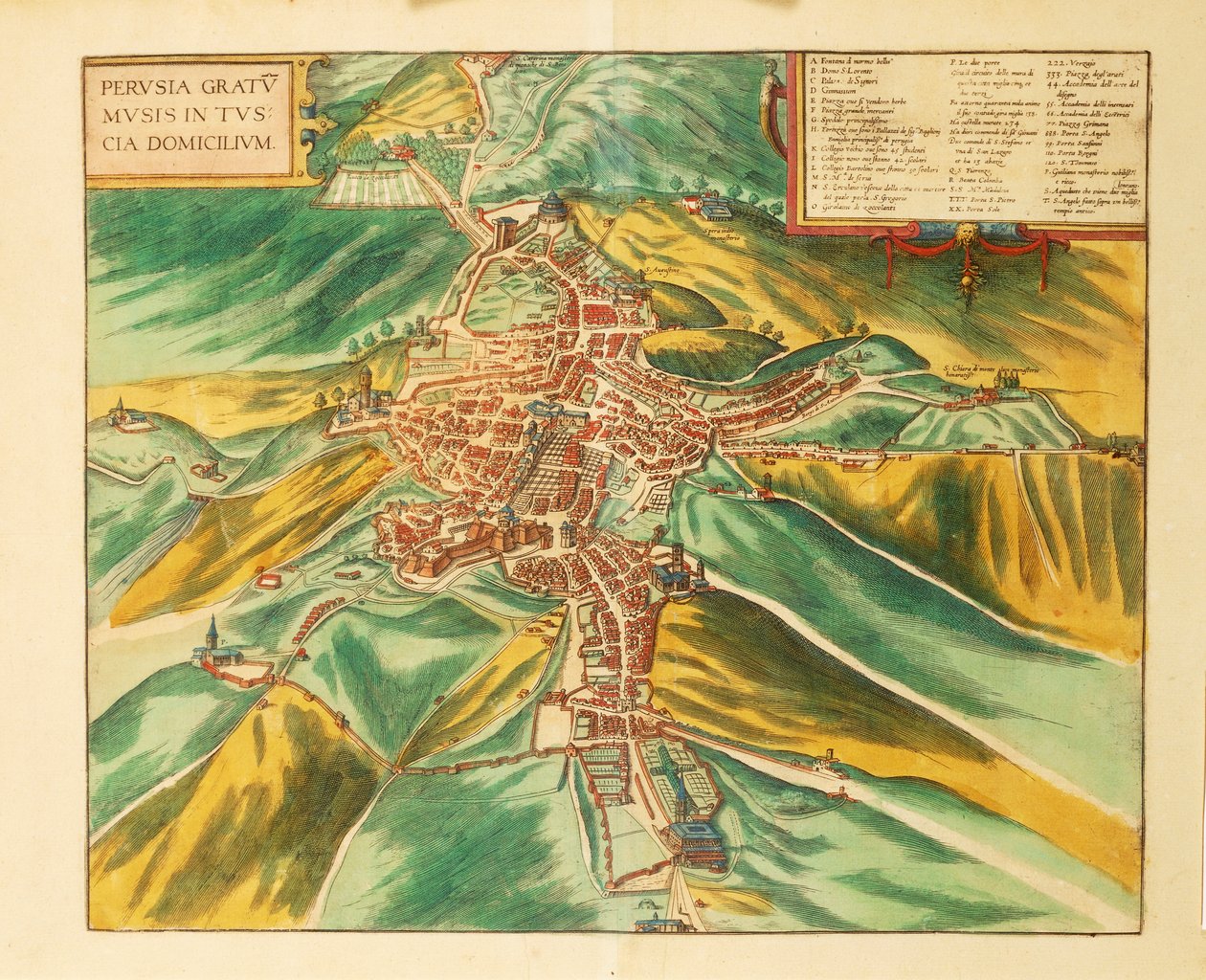 Mapa Perugie ze Spojených států amerických od Georga Brauna od Georg Braun and Hogenberg Franz