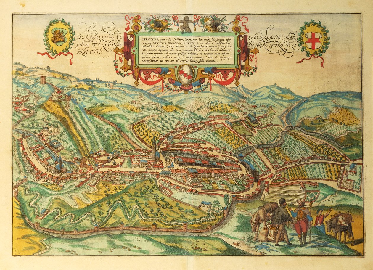 Mapa Serravalle Scrivia, region Piemont z mapy světa od Georga Brauna od Georg Braun and Hogenberg Franz
