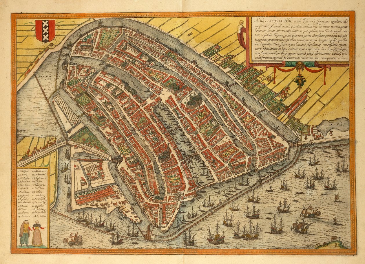 Mapa města, z města světa od Georga Brauna od Georg Braun and Hogenberg Franz