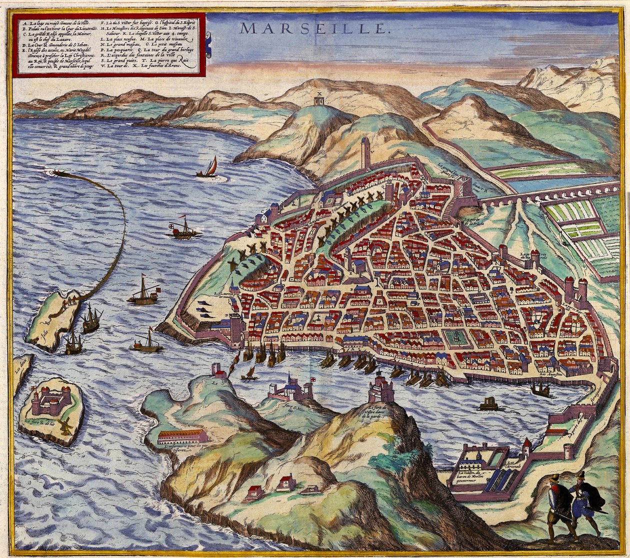 Marseille, Francie od Georg and Hogenberg Franz (1535 90) Braun