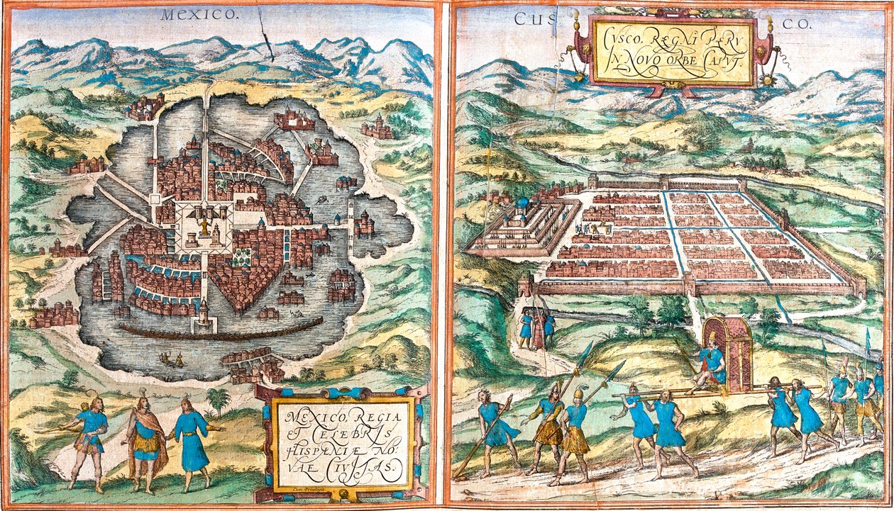 Mexico City, Cusco, Mexiko od Georg and Hogenberg Franz (1535 90) Braun