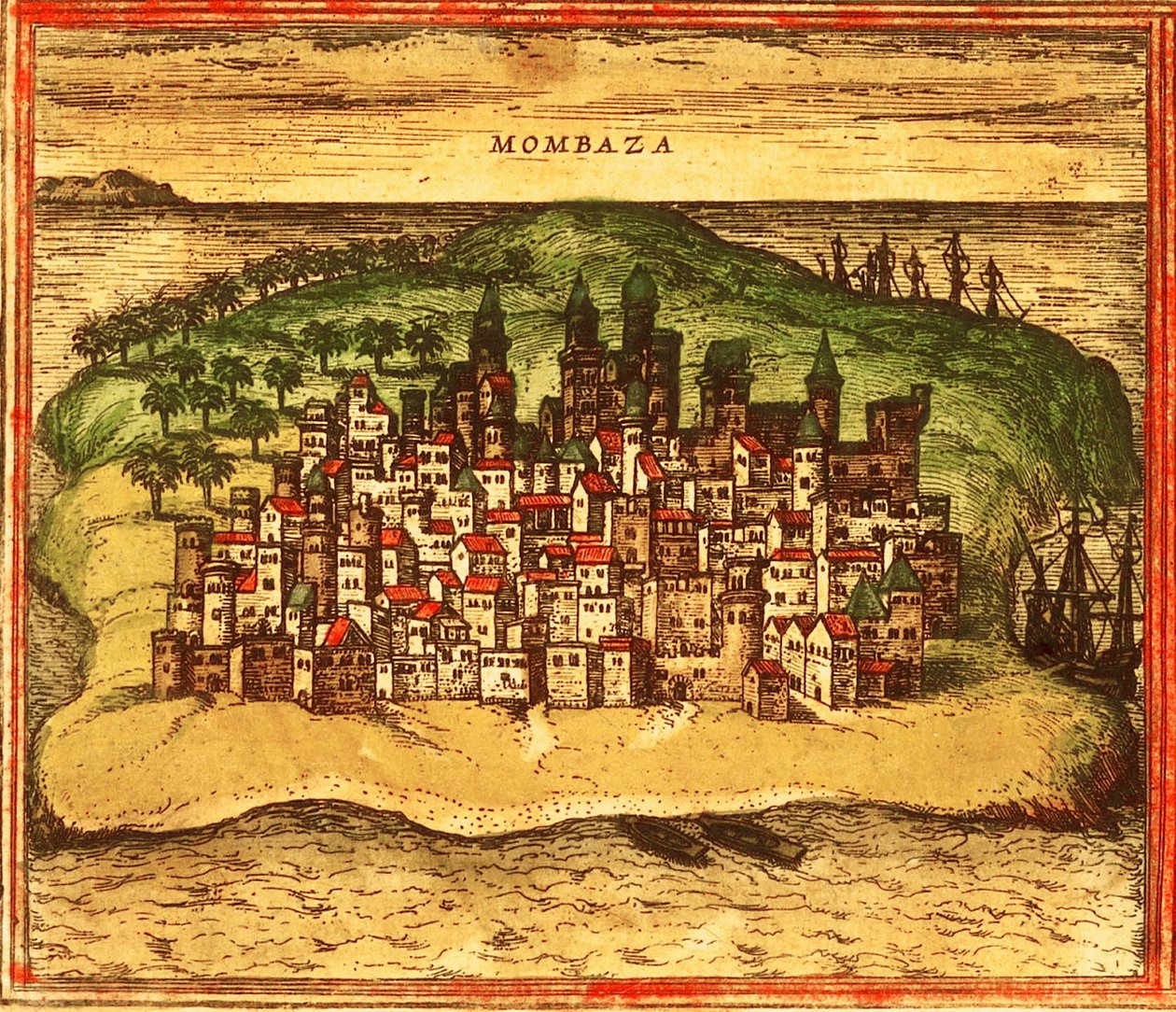 Mombasa, Keňa, Afrika od Georg and Hogenberg Franz (1535-90) Braun
