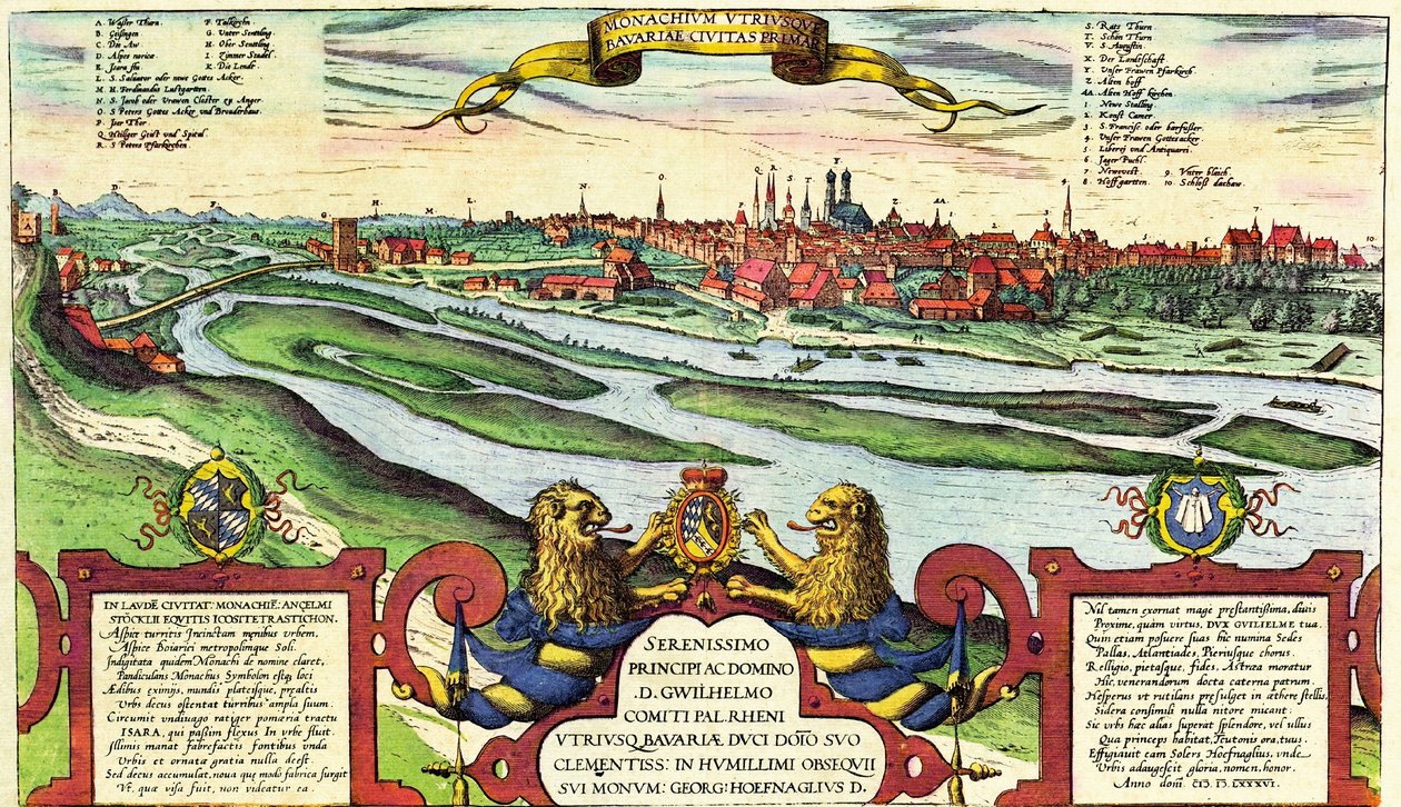 Mnichov, Munchen, Německo od Georg and Hogenberg Franz (1535 90) Braun