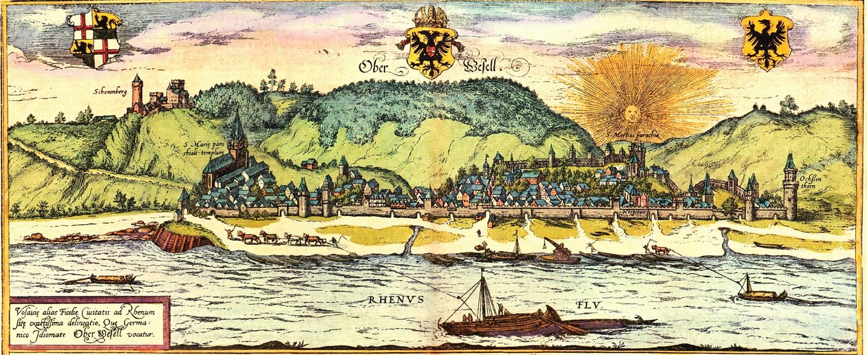Oberwesel, Německo od Georg and Hogenberg Franz (1535 90) Braun