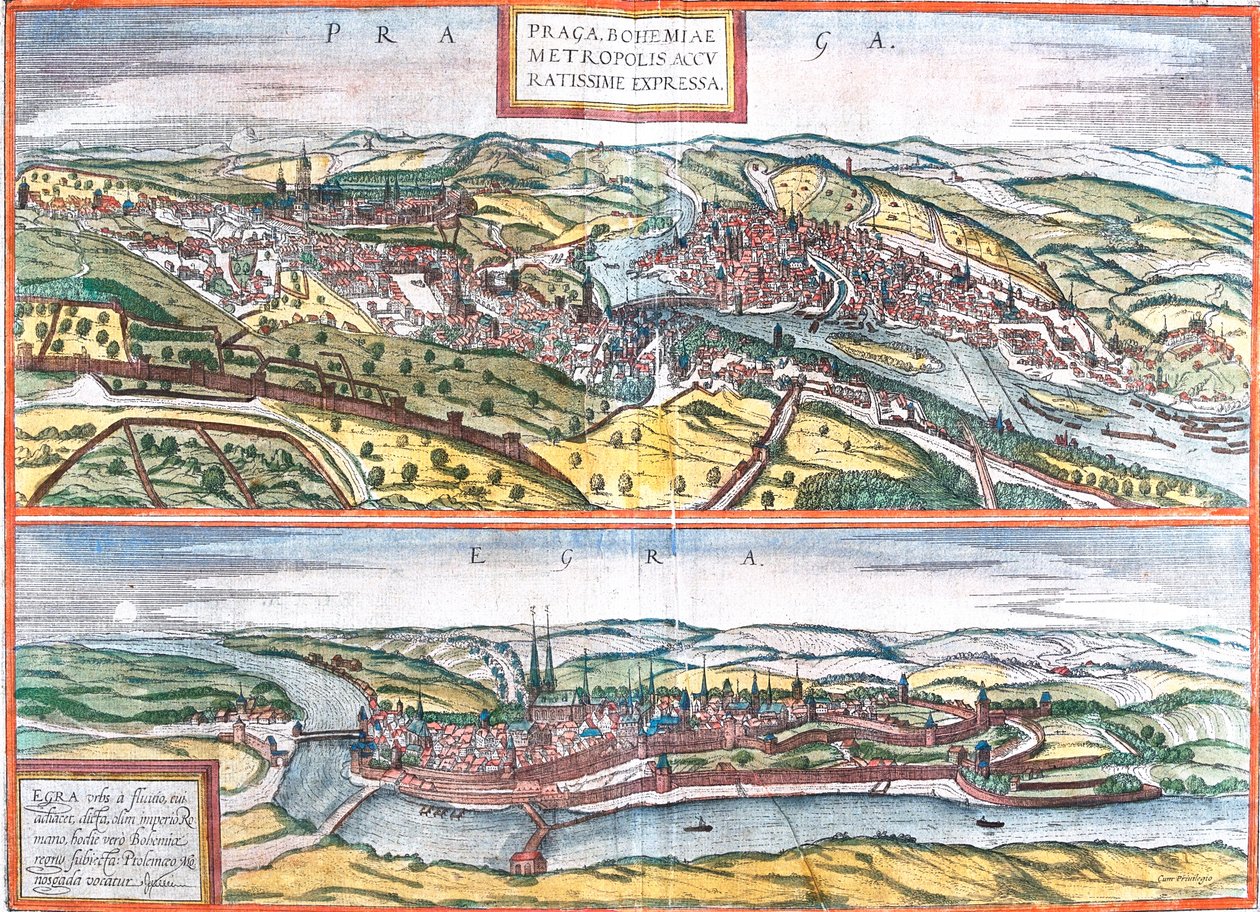 Praha, Cheb, Česká republika od Georg and Hogenberg Franz (1535-90) Braun