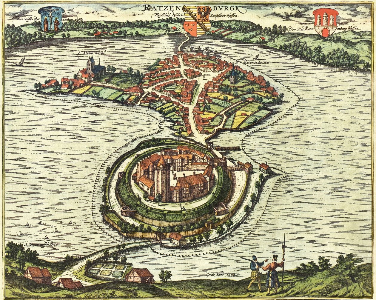 Ratzeburg, Německo od Georg and Hogenberg Franz (1535 90) Braun