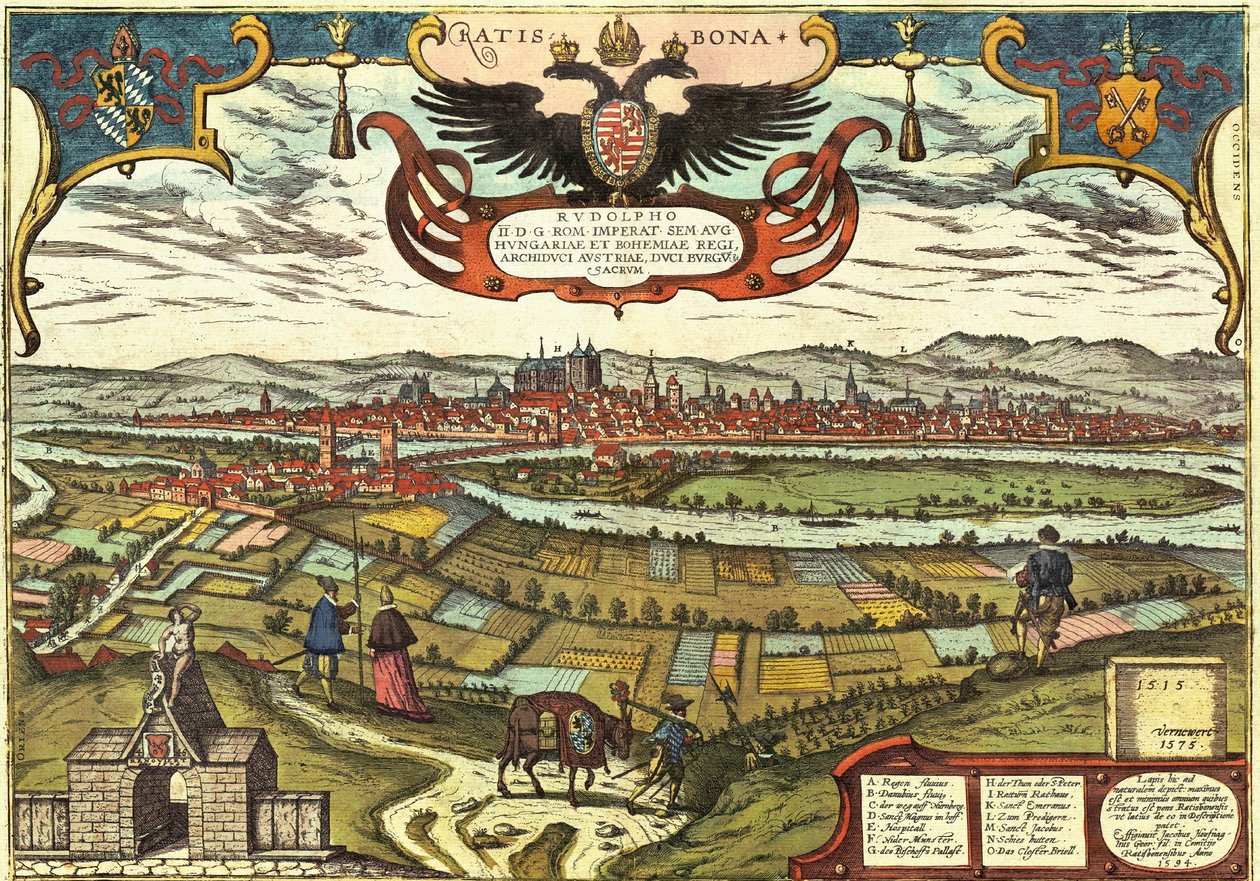 Regensburg, Německo od Georg and Hogenberg Franz (1535 90) Braun