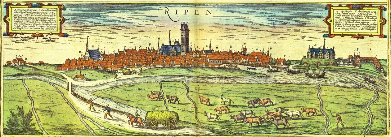 Ribe, Dánsko od Georg and Hogenberg Franz (1535 90) Braun
