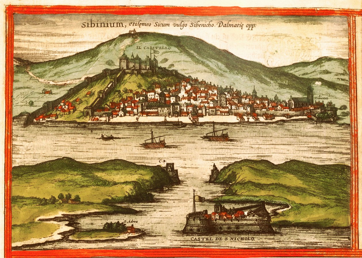 Šibenik, Chorvatsko od Georg and Hogenberg Franz (1535 90) Braun