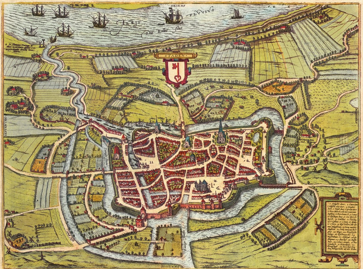 Stade, Hamburk, Německo od Georg and Hogenberg Franz (1535 90) Braun