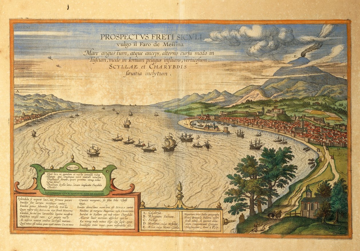 Messinská úžina z měst světa od Georga Brauna od Georg Braun and Hogenberg Franz