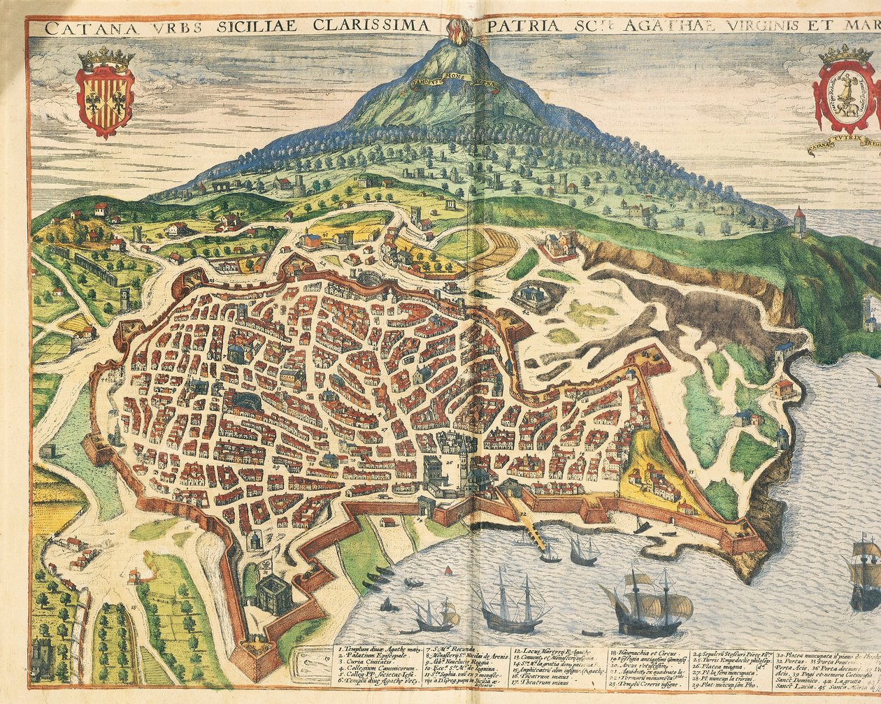 Město Catania, z měst světa od Georga Brauna od Georg Braun and Hogenberg Franz